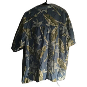 Joe Marlin Men's Blue Green Leaf Hawaiian Button Short Sleeve Size XXL